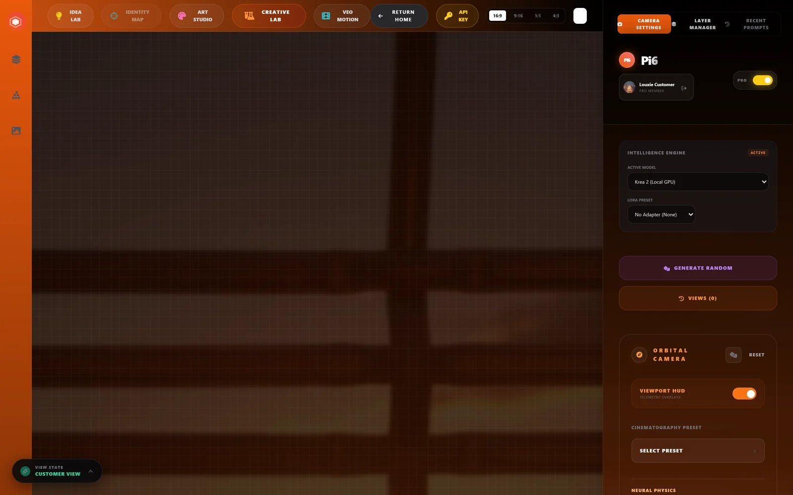 The ArtPi6 app container's Orbital Camera studio.